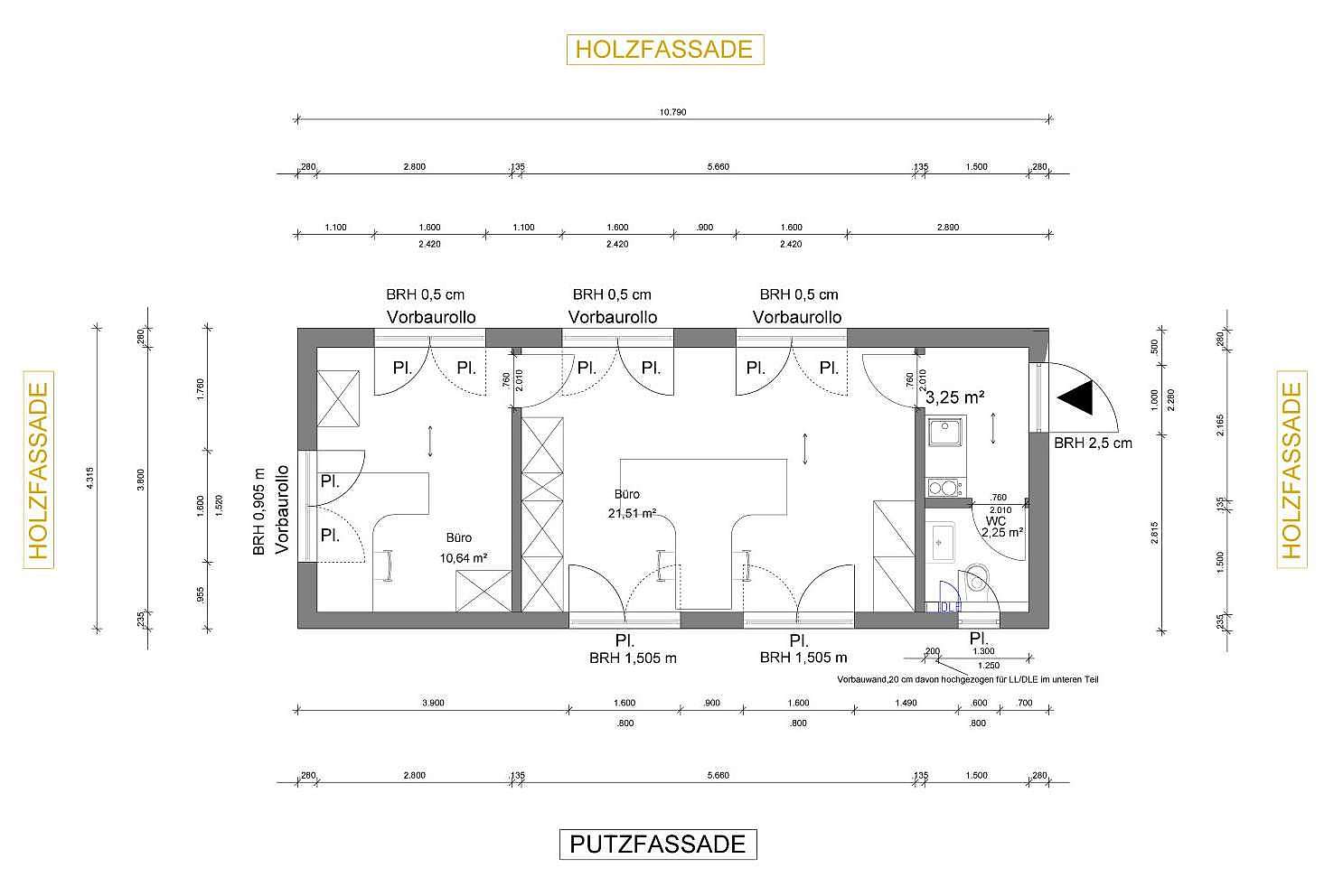 Grundriss des Modulhaus als bezugsfähige Ausführung als Anbau an ein Bestandshaus